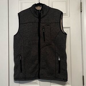 Banded Men’s Brown Heather Polar Fleece Full Zip Vest Sz Large Fisherman Hiking